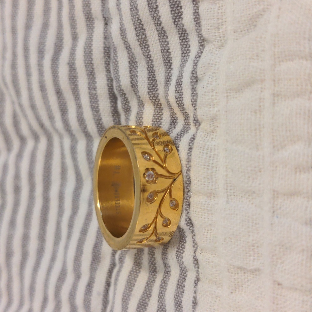 Vintage steeltime tree of life gold ring size 7